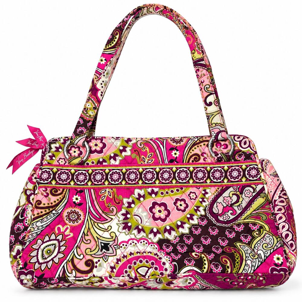 Vera Bradley Mandy Shoulder Tote Very Berry Paisley with ID Wallet